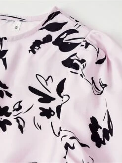 Women's Work Dress Semi Formal Dress Wrap Dress Fashion Mini Dress Lace Up Ruffle Crew Neck Long Sleeve Floral Regular Fit Black Pink Fuchsia Fall S M L XL XXL -Tesla Style omeefh1693300586698