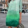 Women's Casual Dress Hoodie Dress Mini Dress Warm Fashion Outdoor Vacation Going Out Hoodie Pocket Print Print Regular Fit Pink Blue Green S M L XL XXL