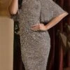 Women's Party Dress Sequin Dress Cocktail Dress Midi Dress Silver Half Sleeve Pure Color Sequins Spring Fall Winter Crew Neck Fashion Wedding Guest Vacation 2023 S M L XL XXL 3XL