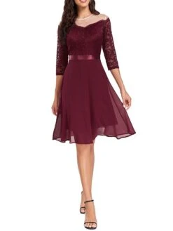 Women's Party Dress Lace Dress Cocktail Dress Midi Dress Black Wine Navy Blue 3/4 Length Sleeve Pure Color Lace Spring Fall Winter Crew Neck Fashion Winter Dress Wedding Guest Vacation 2023 S M L XL 21 Women's Party Dress Lace Dress Cocktail Dress Midi Dress Black Wine Navy Blue 3/4 Length Sleeve Pure Color Lace Spring Fall Winter Crew Neck Fashion Winter Dress Wedding Guest Vacation 2023 S M L XL -Tesla Style onfeor1692179548386