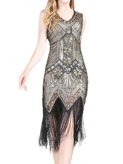 Women‘s Halloween Dress Retro 1920s Fringe Dress Midi Dress Party Outdoor Sequins Tassel Fringe Plain V Neck Sleeveless Regular Fit Summer Spring 2023 Claret Black S M L XL 28 Women‘s Halloween Dress Retro 1920s Fringe Dress Midi Dress Party Outdoor Sequins Tassel Fringe Plain V Neck Sleeveless Regular Fit Summer Spring 2023 Claret Black S M L XL -Tesla Style opcvzt1677052186048