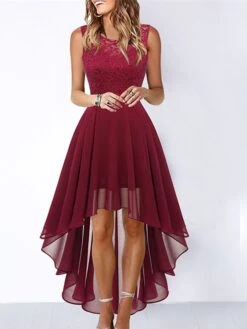 Women‘s Cocktail Party Dress Lace Dress Swing Dress Long Dress Maxi Dress Black Pink Wine Sleeveless Pure Color Lace Fall Spring Summer Crew Neck Fashion 2023 S M L XL XXL 3XL -Tesla Style opdani1657089343406