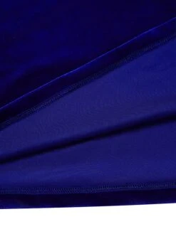 Women‘s Cocktail Party Dress Wedding Guest Dress Velvet Dress Long Dress Maxi Dress Blue Short Sleeve Pure Color Ruffle Winter Fall Spring V Neck Elegant Vacation 2023 S M L XL -Tesla Style opiovv1677574187221