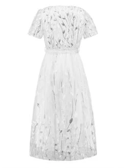 Women's Party Dress Sequin Dress Cocktail Dress Midi Dress White Champagne Red Short Sleeve Pure Color Lace Up Summer Spring V Neck Fashion Wedding Guest Vacation Summer Dress 2023 S M L XL 2XL -Tesla Style opqenp1679035609894