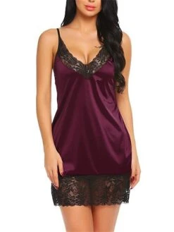 Women's Casual Dress Lace Dress Mini Dress Daily Casual Lace Patchwork Color Block Strap Home Lounge Black Wine 2023 Summer Spring One-Size