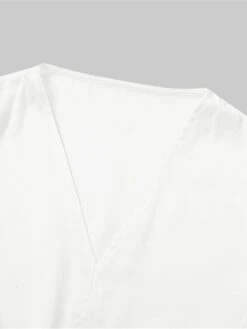 Women's Work Dress Satin Dress White Dress Fashion Midi Dress Drawstring Split V Neck Long Sleeve Plain Loose Fit White Fall Winter S M L XL XXL -Tesla Style oqlani1693363852234