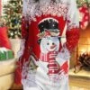 Women's Christmas Casual Dress Sweatshirt Dress Mini Dress Warm Fashion OutdoorHoliday Crew Neck Pocket Print Snowman Snowflake Loose Fit Red Purple Green S M L XL XXL -Tesla Style oremjy1695644538065