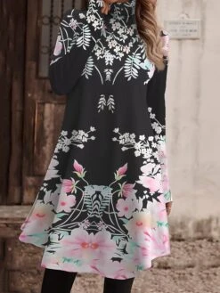 Women's Work Dress Casual Dress Fashion Winter Dress Daily Mini Dress Print Turtleneck Long Sleeve Floral Letter Regular Fit Light Pink Black Light Green Fall Winter S M L XL XXL -Tesla Style orkoiy1694573168456