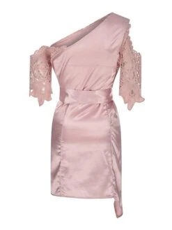 Women's Party Dress Lace Dress Sheath Dress Midi Dress Pink Half Sleeve Pure Color Lace Spring Fall Autumn Cold Shoulder Personalized Loose Fit 2023 S M L XL -Tesla Style osfjvr1684506595858