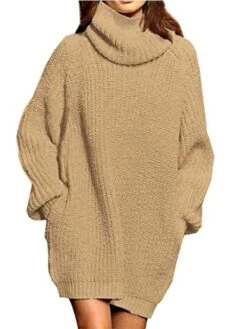 Women‘s Sweater Dress Winter Dress Burnt Orange Dress Wine Red Green Black Blue Khaki Orange Brown Gray White Long Sleeve Pure Color Winter Fall Turtleneck Casual Fit S M L XL -Tesla Style ovzlhu1628561147462