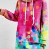Women's Casual Dress Hoodie Dress Winter Dress Graffiti Pocket Print Hooded Mini Dress Fashion Streetwear Outdoor Daily Long Sleeve Loose Fit Pink Red Blue Fall Winter S M L XL XXL -Tesla Style owlnmd1694601846063