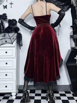 Women's Party Dress Lace Dress Cocktail Dress Midi Dress Black Wine Purple Sleeveless Pure Color Lace Spring Fall Winter Spaghetti Strap Fashion Halloween Birthday Wedding Guest 2023 S M L -Tesla Style oxivzn1694505112518