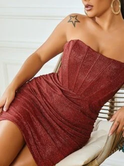 Women's Party Dress Corset Dress Homecoming Dress Mini Dress Silver Black Wine Sleeveless Pure Color Ruched Summer Spring Fall Cold Shoulder Stylish Party Vacation Slim 2023 S M L XL -Tesla Style oxmymx1636705763323