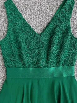 Women's Party Dress Lace Dress Cocktail Dress Midi Dress Black Green Sleeveless Pure Color Lace Fall Winter Autumn V Neck Fashion Vacation 2023 S M L XL XXL -Tesla Style oyrwku1693535470655