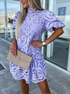 Women's Party Dress Lace Dress Cut Out Dress Mini Dress White Purple Fuchsia Short Sleeve Pure Color Lace Summer Spring Stand Collar Fashion Birthday Wedding Guest Vacation 2023 S M L XL 13 Women's Party Dress Lace Dress Cut Out Dress Mini Dress White Purple Fuchsia Short Sleeve Pure Color Lace Summer Spring Stand Collar Fashion Birthday Wedding Guest Vacation 2023 S M L XL -Tesla Style paakhr1680508496191