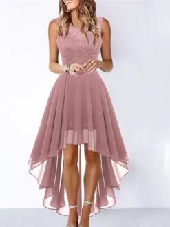 Women‘s Cocktail Party Dress Lace Dress Swing Dress Long Dress Maxi Dress Black Pink Wine Sleeveless Pure Color Lace Fall Spring Summer Crew Neck Fashion 2023 S M L XL XXL 3XL -Tesla Style paibso1657089342522