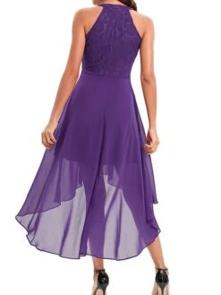 Women's Party Dress Lace Dress Homecoming Dress Midi Dress Pink Wine Purple Sleeveless Pure Color Lace Summer Spring Crew Neck Party Birthday Evening Party Wedding Guest 2023 S M L XL 2XL -Tesla Style papkxp1675674068644