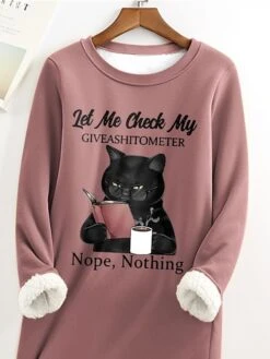 Women's Sweatshirt Dress Casual Dress Mini Dress Warm Fashion Outdoor Vacation Going Out Crew Neck Print Cat Letter Loose Fit Pink S M L XL XXL -Tesla Style paqmjw1697709069694
