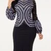 Women‘s Sheath Dress Church Dress Knee Length Dress Black Long Sleeve Geometric Print Winter Fall Autumn Crew Neck Stylish Winter Dress Weekend Fall Dress 2023 S M L XL XXL 3XL 4XL 5XL
