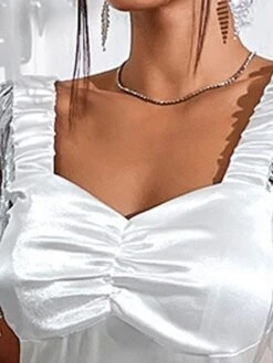 Women's Party Dress Fringe Dress Cocktail Dress Midi Dress White Half Sleeve Pure Color Tassel Fringe Summer Spring Fall Square Neck Fashion Vacation 2023 S M L XL -Tesla Style pdnnbt1692857480531