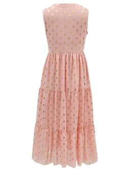 Women's Party Dress Lace Dress Swing Dress Long Dress Maxi Dress White Yellow Pink Sleeveless Polka Dot Lace Summer Spring V Neck Vacation Regular Fit 2023 S M L XL XXL -Tesla Style pdvlqh1679637308779