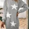 Women's Casual Dress Sweatshirt Dress Winter Dress Star Print Crew Neck Mini Dress Fashion Streetwear Outdoor Daily Long Sleeve Loose Fit Gray Fall Winter S M L XL XXL -Tesla Style pehpas1694082509192