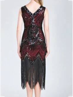 Women‘s Halloween Dress Retro 1920s Fringe Dress Midi Dress Party Outdoor Sequins Tassel Fringe Plain V Neck Sleeveless Regular Fit Summer Spring 2023 Claret Black S M L XL 19 Women‘s Halloween Dress Retro 1920s Fringe Dress Midi Dress Party Outdoor Sequins Tassel Fringe Plain V Neck Sleeveless Regular Fit Summer Spring 2023 Claret Black S M L XL -Tesla Style perrzu1677052183520