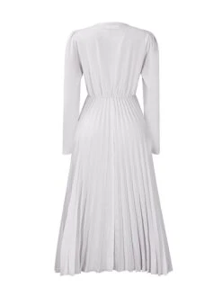 Women's Work Dress Sheath Dress Swing Dress Fashion Winter Dress Office Daily Midi Dress Lace Up Pleated V Neck Long Sleeve Plain Regular Fit Black Yellow Pink Fall Winter S M L XL XXL -Tesla Style pewnga1695027373388