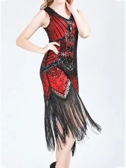 Women‘s Halloween Dress Retro 1920s Fringe Dress Midi Dress Party Outdoor Sequins Tassel Fringe Plain V Neck Sleeveless Regular Fit Summer Spring 2023 Claret Black S M L XL 27 Women‘s Halloween Dress Retro 1920s Fringe Dress Midi Dress Party Outdoor Sequins Tassel Fringe Plain V Neck Sleeveless Regular Fit Summer Spring 2023 Claret Black S M L XL -Tesla Style pfzffk1677052182044
