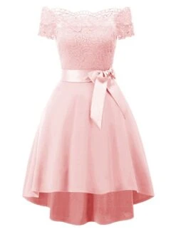 Women‘s Homecoming Party Dress Wedding Guest Dress Knee Length Dress White Pink Wine Navy Blue Short Sleeve Pure Color Plus High Low Bow Spring Summer Off Shoulder Elegant Formal 2022 S M L XL XXL -Tesla Style pgrbbi1631586789618