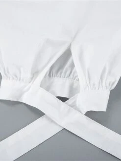 Women's Work Dress Casual Dress White Dress Fashion Daily Puff Sleeve Mini Dress Ruched Button V Neck 3/4 Length Sleeve Plain Regular Fit White Fall Winter S M L -Tesla Style phnxbb1695645268133