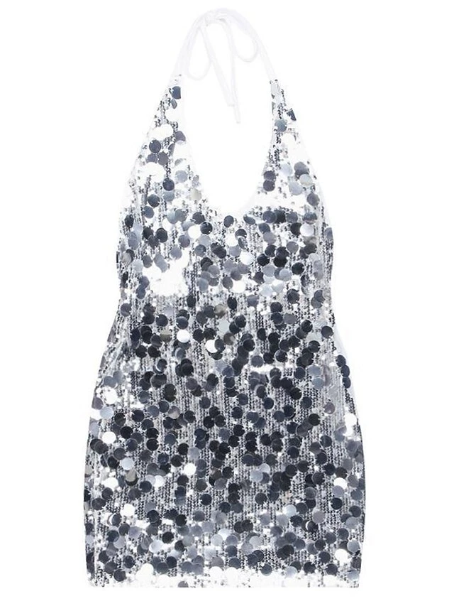 Women‘s Party Dress Sequin Dress Homecoming Dress Cocktail Dress Mini Dress Silver Sleeveless Pure Color Sparkly Glitter Sequins Spring Fall Winter Halter Neck Fashion Birthday Vacation 2023 S M L 21 Women‘s Party Dress Sequin Dress Homecoming Dress Cocktail Dress Mini Dress Silver Sleeveless Pure Color Sparkly Glitter Sequins Spring Fall Winter Halter Neck Fashion Birthday Vacation 2023 S M L - Image 19