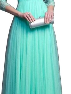 Women‘s Formal Party Dress Wedding Guest Dress Lace Dress Long Dress Maxi Dress Green Red 3/4 Length Sleeve Pure Color Lace Winter Fall Autumn Crew Neck 2023 S M L XL XXL -Tesla Style pindzy1657080219226