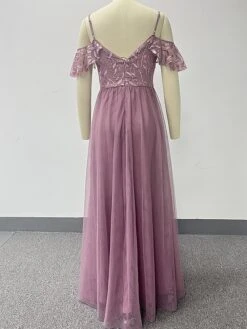 Women‘s Prom Dress Party Dress Sequin Dress Long Dress Maxi Dress Pink Short Sleeve Pure Color Sparkly Glitter Sequins Fall Winter Autumn Spaghetti Strap Fashion Wedding Guest Evening Party -Tesla Style pioizi1693535472812