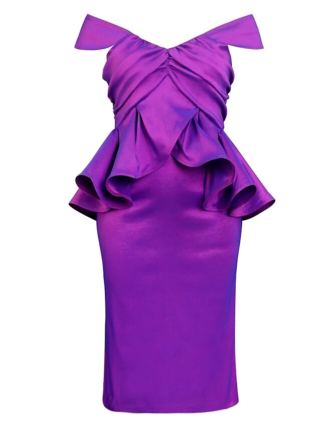 Women's Party Dress Cocktail Dress Satin Dress Midi Dress Purple Short Sleeve Pure Color Ruched Summer Spring Fall Off Shoulder Fashion Wedding Guest Vacation Summer Dress 2023 S M L XL XXL 3XL 4XL 9 Women's Party Dress Cocktail Dress Satin Dress Midi Dress Purple Short Sleeve Pure Color Ruched Summer Spring Fall Off Shoulder Fashion Wedding Guest Vacation Summer Dress 2023 S M L XL XXL 3XL 4XL - Image 7