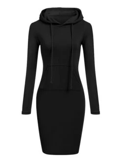 Women's Casual Dress Hoodie Dress Mini Dress Daily Basic Outdoor Home Holiday Crew Neck Print Striped Regular Fit Black White Yellow S M L XL XXL -Tesla Style pkejyk1692935723814