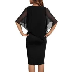 Women's Work Dress Sheath Dress Church Dress Midi Dress Black Pink Wine Half Sleeve Floral Fake Two Piece Summer Spring V Neck Elegant Office Wedding Guest Summer Dress 2023 S M L XL XXL -Tesla Style pkkrxa1649223860091