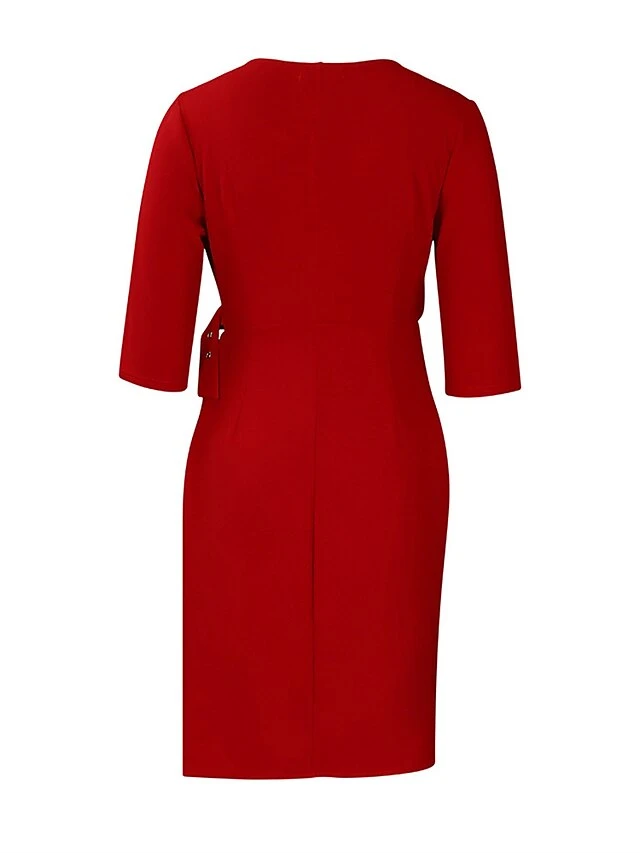 Women's Party Dress Cocktail Dress Wedding Guest Dress Midi Dress Black Red Royal Blue Half Sleeve Pure Color Ruched Fall Winter Autumn V Neck Fashion Winter Dress Wedding Guest Vacation 2023 S M L 12 Women's Party Dress Cocktail Dress Wedding Guest Dress Midi Dress Black Red Royal Blue Half Sleeve Pure Color Ruched Fall Winter Autumn V Neck Fashion Winter Dress Wedding Guest Vacation 2023 S M L - Image 10