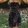 Women‘s Party Dress Sequin Dress Homecoming Dress Mini Dress Black Sleeveless Pure Color Sparkly Glitter Sequins Summer Spring Fall Spaghetti Strap Fashion Wedding Guest Vacation Summer Dress -Tesla Style pnuluw1689736660288