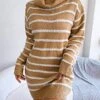 Women's Sweater Dress Jumper Dress Casual Dress Mini Dress Fashion Stripe Outdoor Daily Going Out Turtleneck Long Sleeve 2023 Loose Fit Black Khaki S M L -Tesla Style ppmbib1694756404740