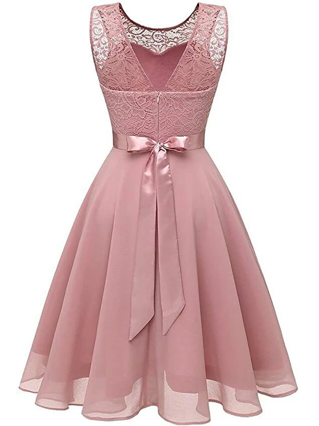 Women‘s Party Dress Lace Dress Knee Length Dress Pink Red Wine Dark Blue Red White Black Sleeveless Pure Color Lace Spring Summer Crew Neck Elegant 2022 XS S M L XL XXL XXXL 15 Women‘s Party Dress Lace Dress Knee Length Dress Pink Red Wine Dark Blue Red White Black Sleeveless Pure Color Lace Spring Summer Crew Neck Elegant 2022 XS S M L XL XXL XXXL - Image 13