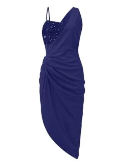 Women‘s Party Dress Wedding Guest Dress Sequin Dress Bodycon Midi Dress Black Dark Blue Red Sleeveless Pure Color Sequins Fall Spring Summer One Shoulder Fashion Party Slim 2023 S M L XL XXL -Tesla Style prrtle1693287891325