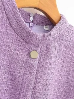 Women's Work Dress Casual Dress Sheath Dress Fashion Office Daily Mini Dress Patchwork Button Stand Collar Short Sleeve Plain Regular Fit Purple Fall Winter S M L 18 Women's Work Dress Casual Dress Sheath Dress Fashion Office Daily Mini Dress Patchwork Button Stand Collar Short Sleeve Plain Regular Fit Purple Fall Winter S M L -Tesla Style ptfsky1695267969370