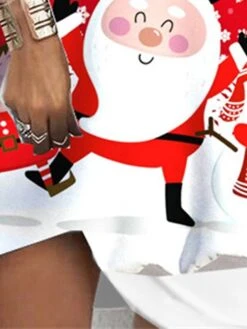 Women's Christmas Hoodie Dress Shift Dress Mini Dress Wine Long Sleeve Santa Claus Elk Snowman Print Winter Fall Hooded Vacation Casual 2022 S M L XL XXL 3XL -Tesla Style ptndrn1667268302822