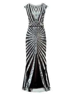 Women‘s Halloween Dress Prom Dress Party Dress Sequin Dress Black Dress Long Dress Maxi Dress Silver Pink Sleeveless Pure Color Sequins Summer Spring Crew Neck Party Evening Party Vacation -Tesla Style puvpea1676602823028