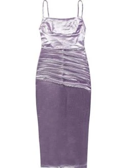 Women's Party Dress Sheath Dress Slip Dress Midi Dress Silver Purple Sleeveless Pure Color Backless Summer Spring Spaghetti Strap Party Evening Party 2023 S M L -Tesla Style pvxxtp1673000100950