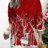 Women's Christmas Casual Dress Sweatshirt Dress Mini Dress Warm Fashion Outdoor Vacation Crew Neck Print Snowman Christmas Tree Loose Fit Black Red Royal Blue S M L XL XXL -Tesla Style pwqcyk1695365294598