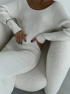 Women's Sweater Dress Winter Dress Jumper Dress Midi Dress Split Outdoor Daily Vacation Fashion Streetwear V Neck Long Sleeve 2023 Regular Fit Black White Green Color S M L Size -Tesla Style pxptcn1692614175631