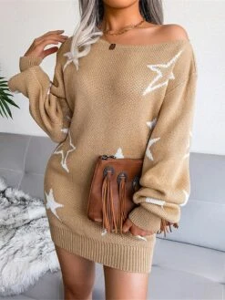 Women's Casual Dress Sweatshirt Dress Winter Dress Mini Dress Ribbed Daily Date Going Out Fashion Modern Boat Neck Long Sleeve 2023 Regular Fit Pink Sky Blue Khaki Color S M L Size -Tesla Style pytaik1694591413735