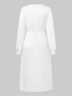 Women's Work Dress Satin Dress White Dress Fashion Midi Dress Lace Up V Neck Long Sleeve Plain Loose Fit White Fall Winter S M L XL XXL -Tesla Style pytoat1693374219623